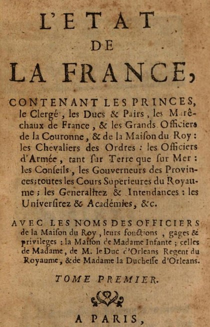 Page de titre du tome premier de 1702