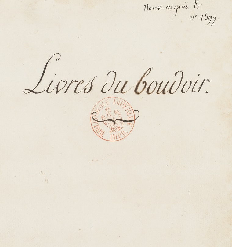 « Livres du boudoir » : page de titre