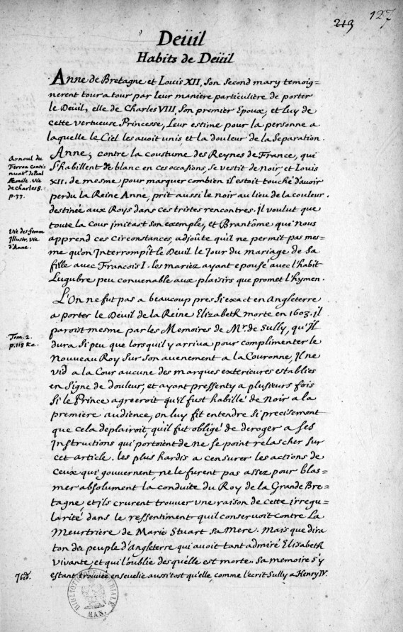 « Deuil. Habits de Deuil »